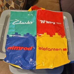 Clarks Colorblock Plastic Bag with Red Blue Yellow Green Panels